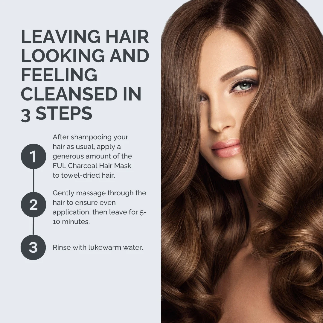 FUL Charcoal Hair Mask 300ml – Deep Cleansing & Detox Treatment for Oily Hair & Scalp | Purifies & Balances - Image 5