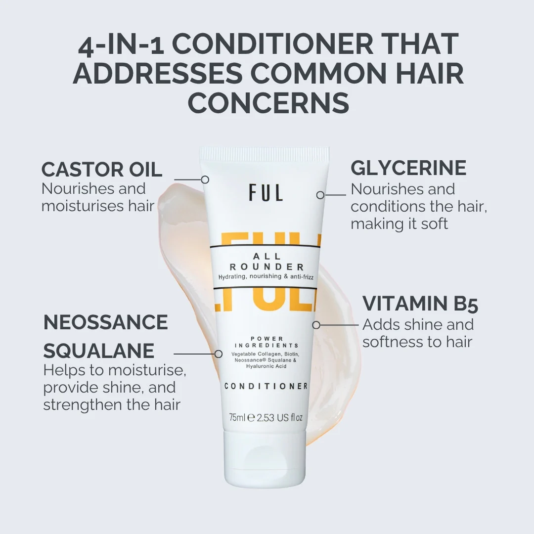 FUL All-Rounder Conditioner Mini 75ml – Moisturising Sulphate-Free Care for Dry, Frizzy Hair - Image 5