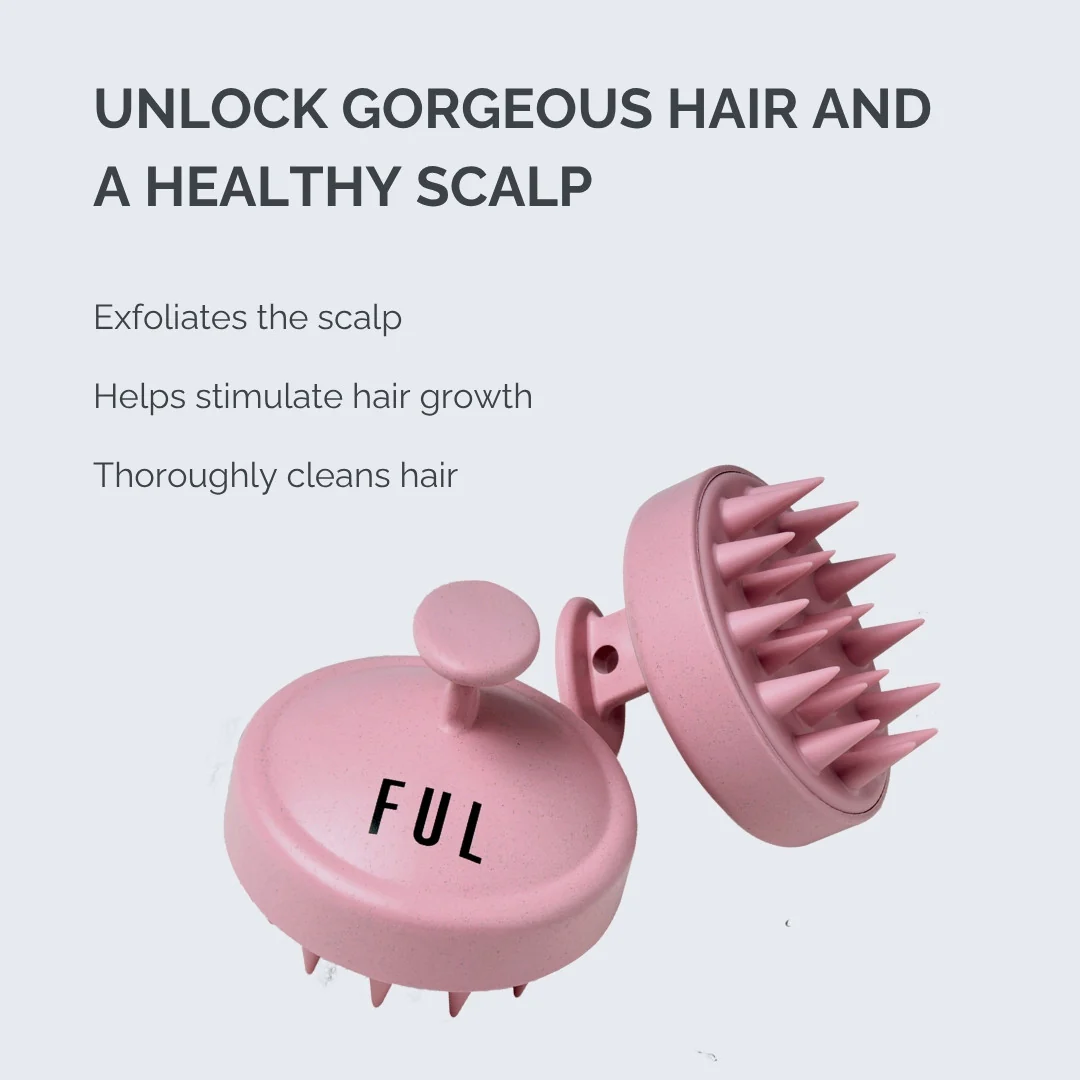 FUL Scalp Massager Brush Pink – Silicone Exfoliator for Hair Growth, Flakes & Deep Cleansing - Image 3